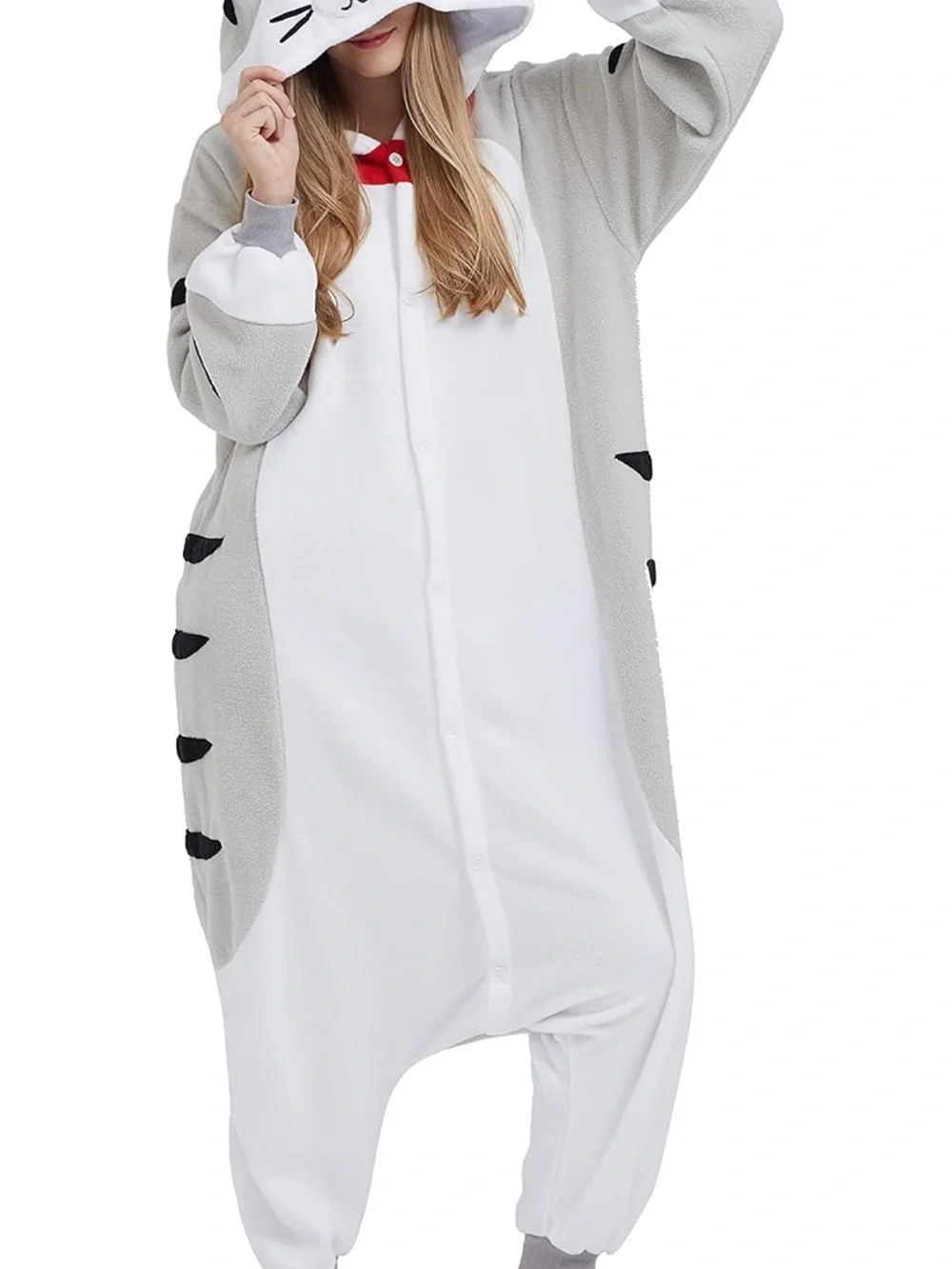 Kids L/XL or women Xs/S 3 Plush Hooded One-Piece Loungewear pug Dalmatian cat